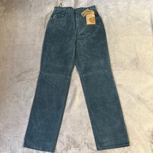 Vintage Skotts Suede Pants Size 28 Blue Washable Suede Western Boho Chic 90s NWT